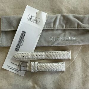 Michele White Leather Strap (snakeskin with glitter) NWT 16mm